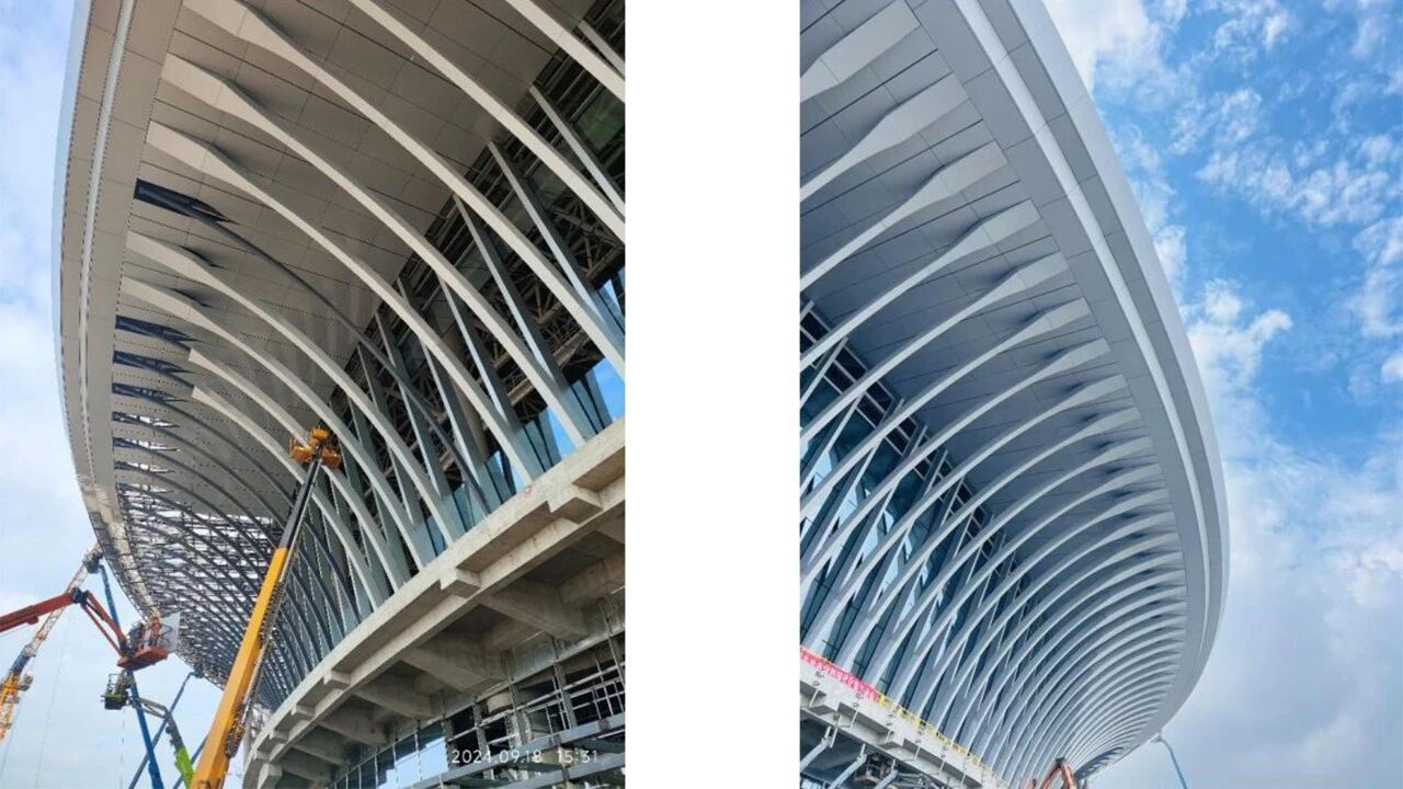 阿尔法建筑论坛幕墙PRO分享项目上海松江站站房大跨度倾斜幕墙精工建造